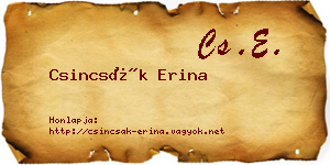 Csincsák Erina névjegykártya